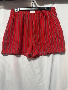 Fashion Red Striped High-Waist Women’s Shorts